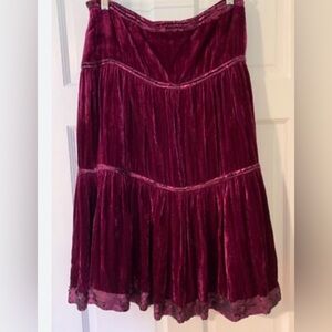 Saks fifth avenue vintage sequin Velvet Burgundy Skirt fairy core preloved